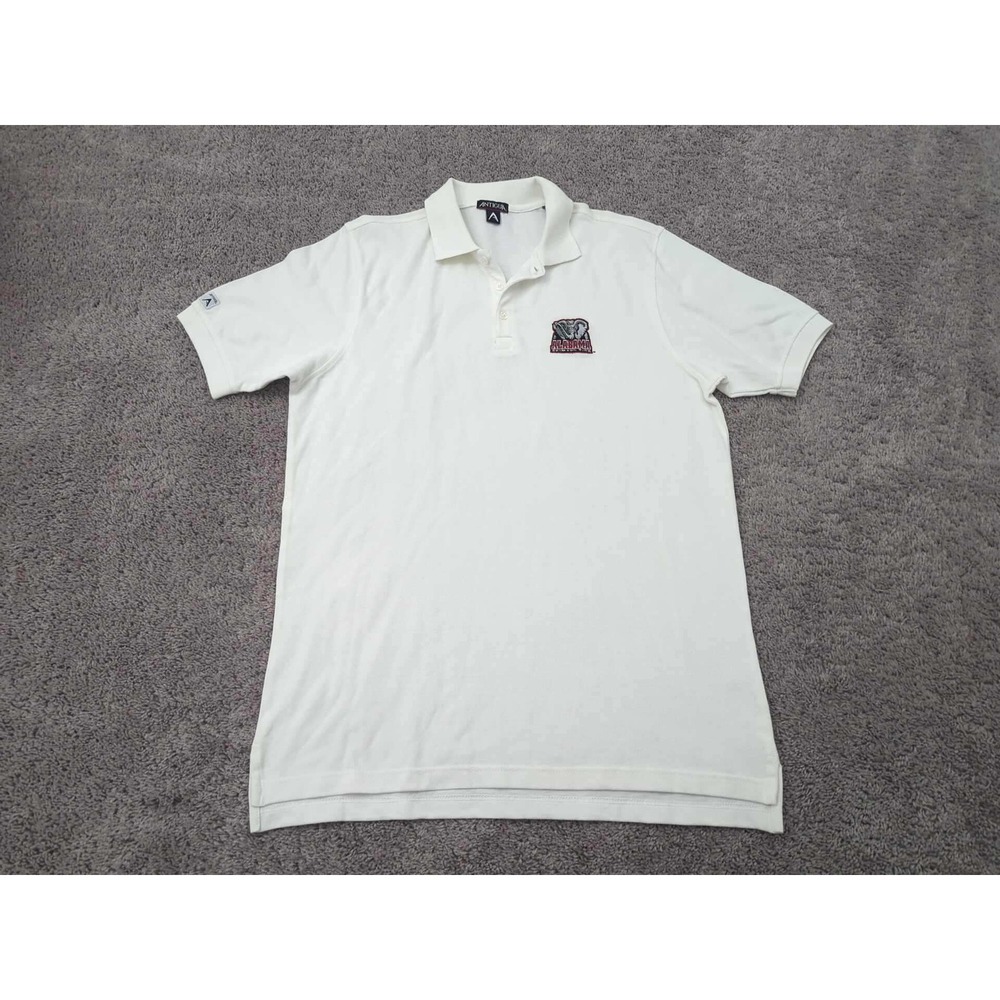 Alabama Crimson‎ Tide Polo Shirt Mens Large NCAA Antigua White